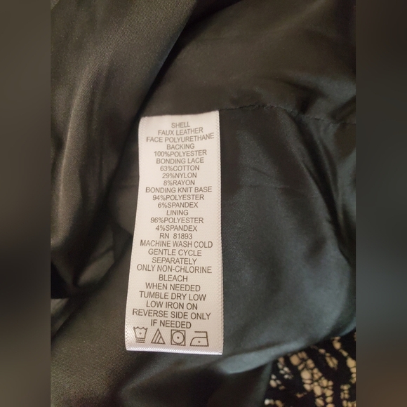 G.I.L.I Faux Leather Motorcycle Jacket W/ Bonded Lace Black Color  Size 10 - Picture 9 of 9